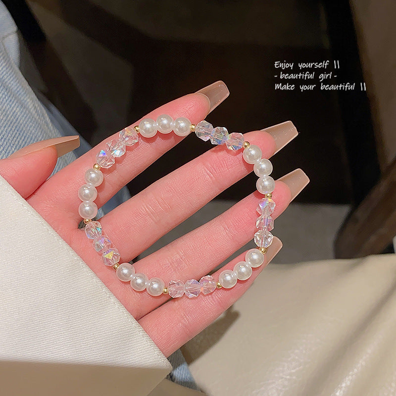 Colorful Cute Beaded Bracelet with Niche Pearl