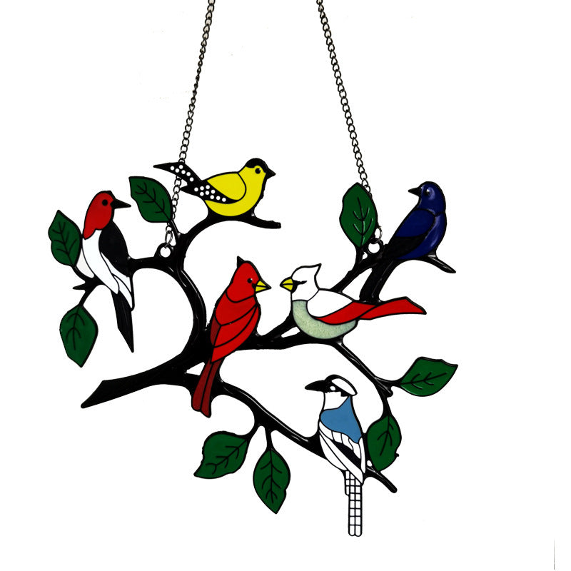 Alloy Colorful Art Double-Sided Oil Drip Bird Decor