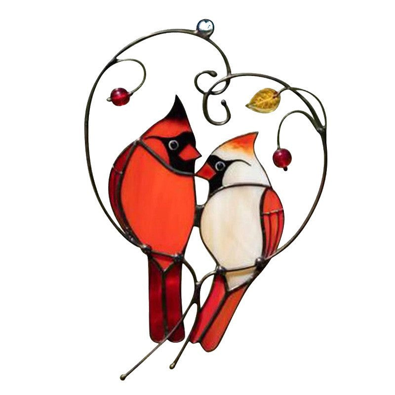 Alloy Colorful Art Double-Sided Oil Drip Bird Decor