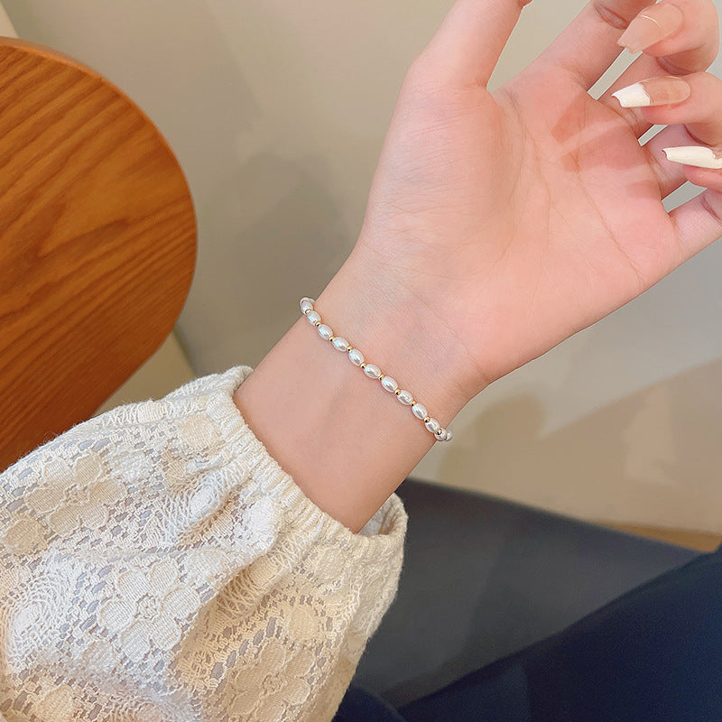 Colorful Cute Beaded Bracelet with Niche Pearl