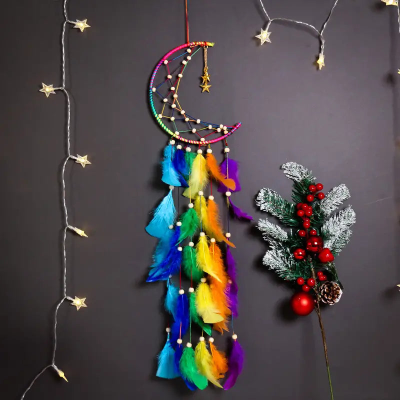 Handmade Colorful Dream Catcher with Moon & Stars