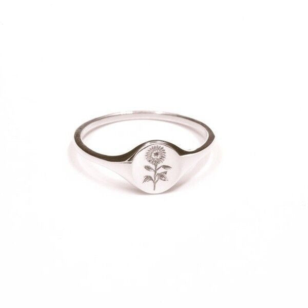 Creative Sunflower Print Ring Jewelry Design