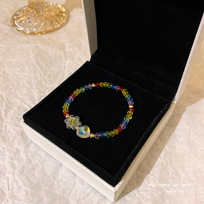 Colorful Cute Beaded Bracelet with Niche Pearl
