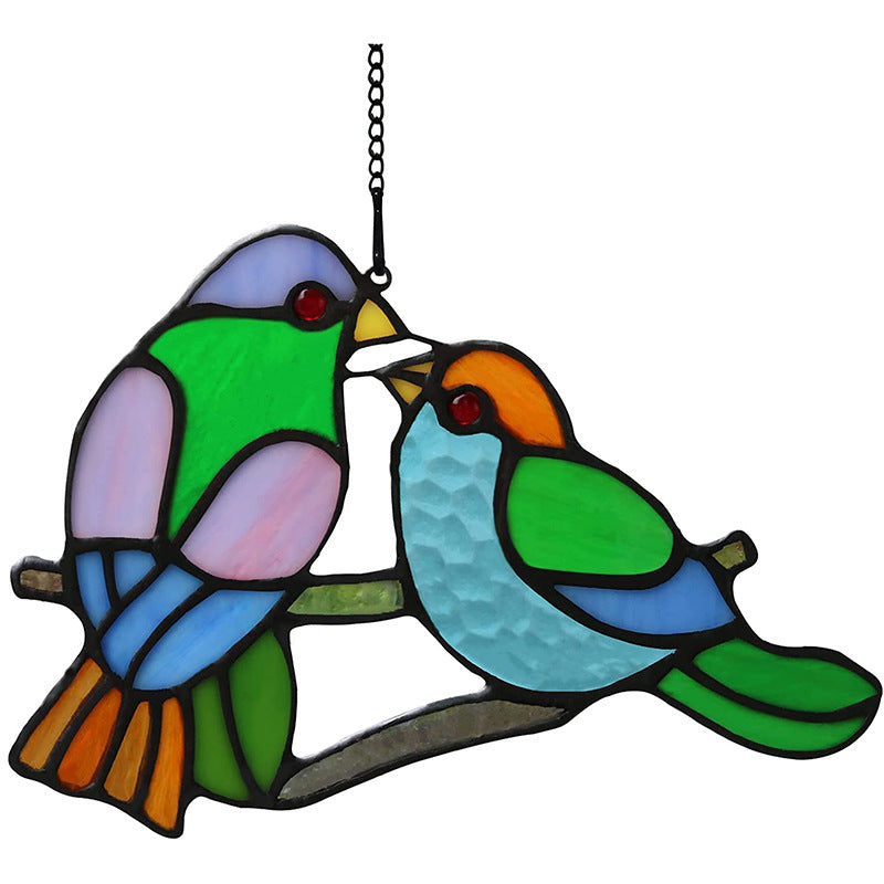 Alloy Colorful Art Double-Sided Oil Drip Bird Decor