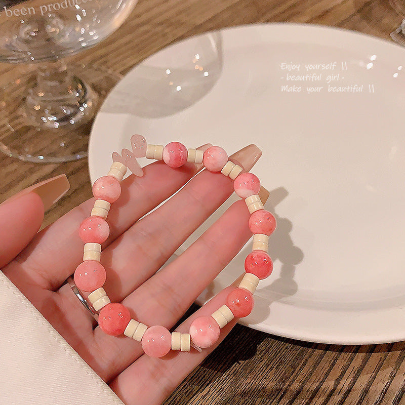 Colorful Cute Beaded Bracelet with Niche Pearl
