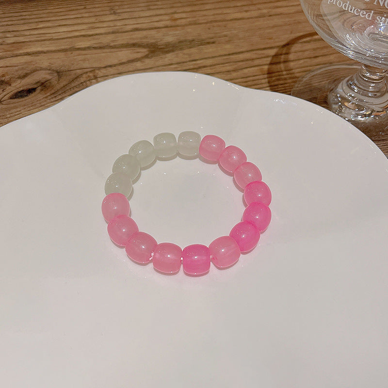 Colorful Cute Beaded Bracelet with Niche Pearl