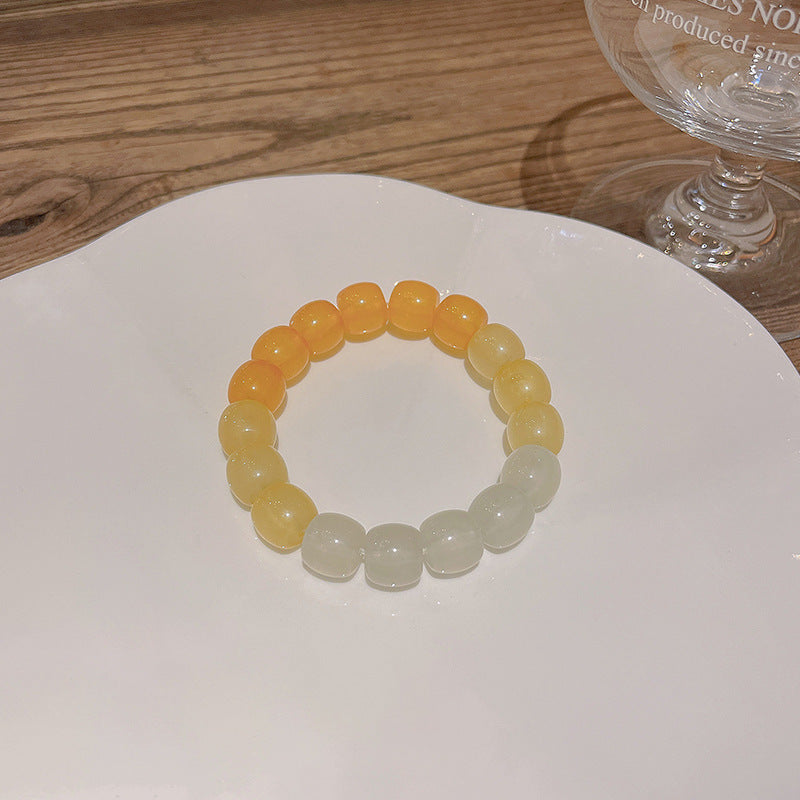 Colorful Cute Beaded Bracelet with Niche Pearl