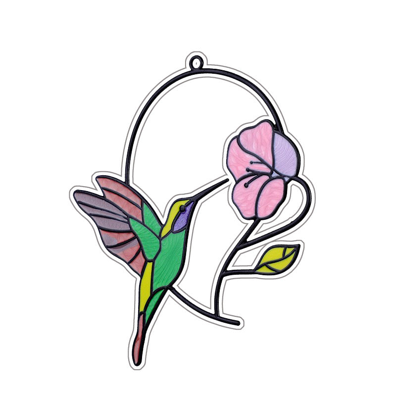 Alloy Colorful Art Double-Sided Oil Drip Bird Decor