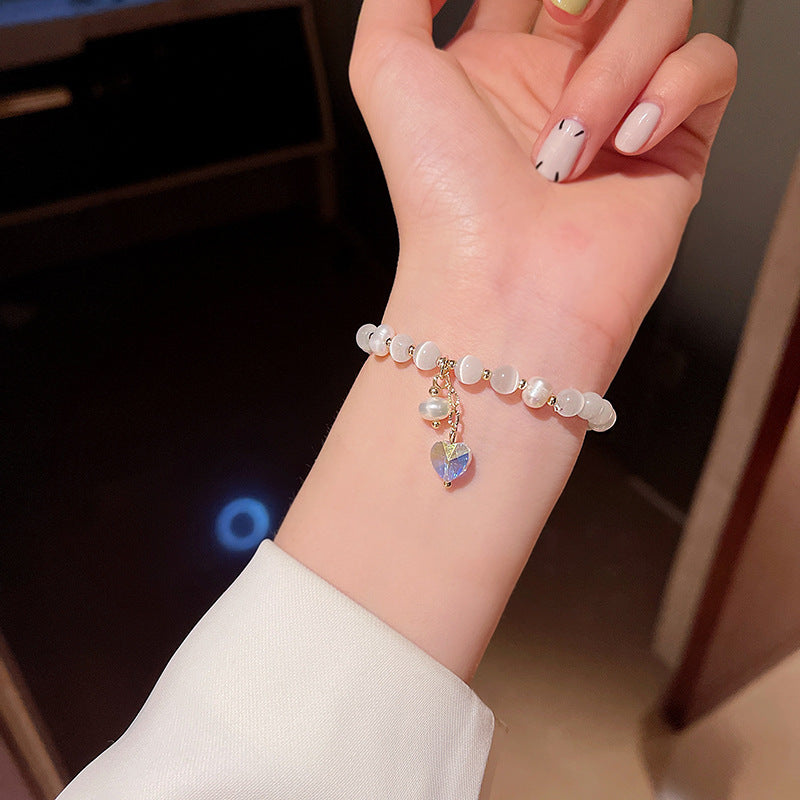 Colorful Cute Beaded Bracelet with Niche Pearl