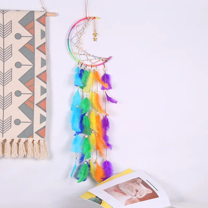 Handmade Colorful Dream Catcher with Moon & Stars