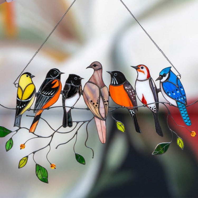 Alloy Colorful Art Double-Sided Oil Drip Bird Decor