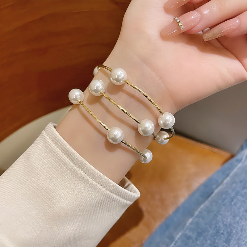 Colorful Cute Beaded Bracelet with Niche Pearl