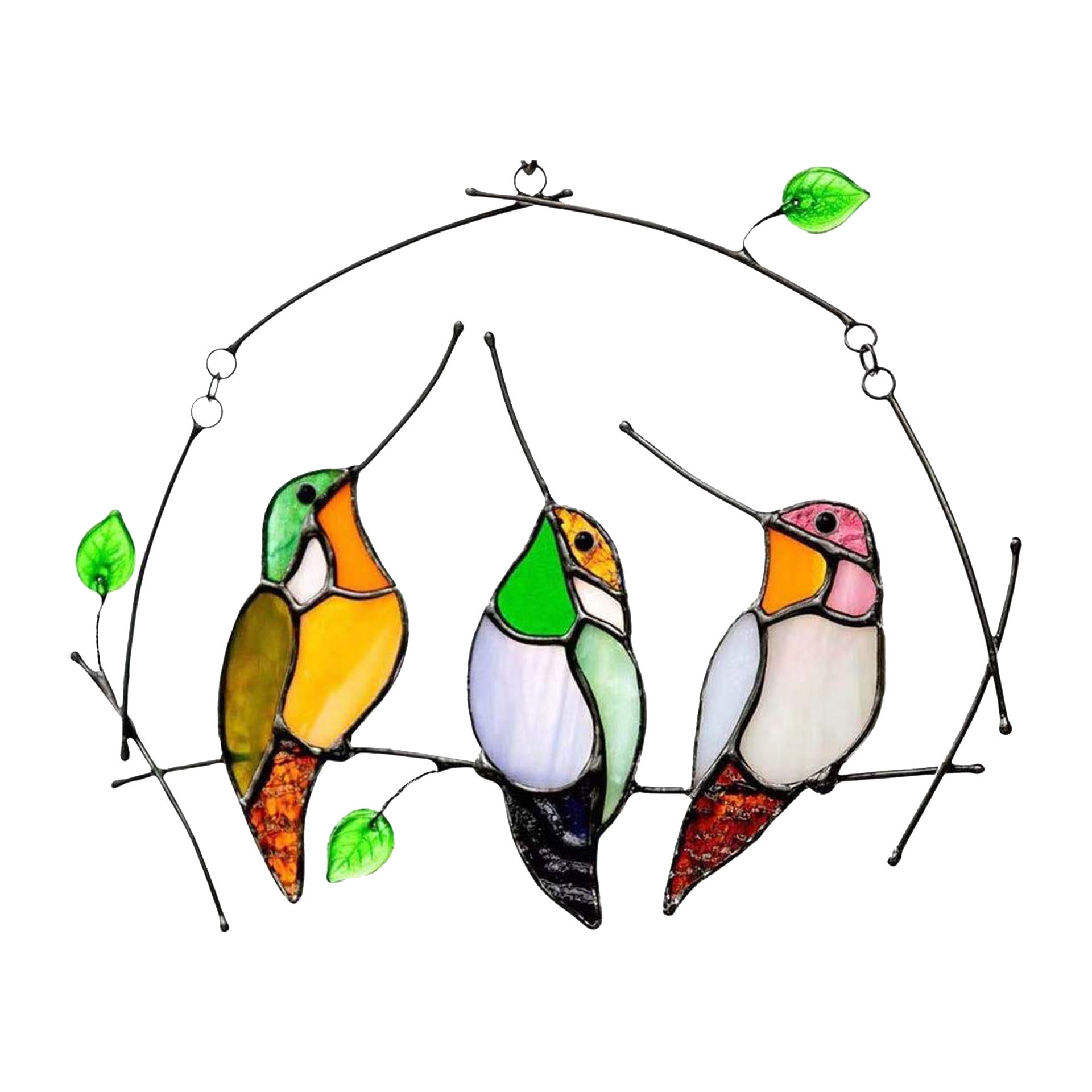 Alloy Colorful Art Double-Sided Oil Drip Bird Decor