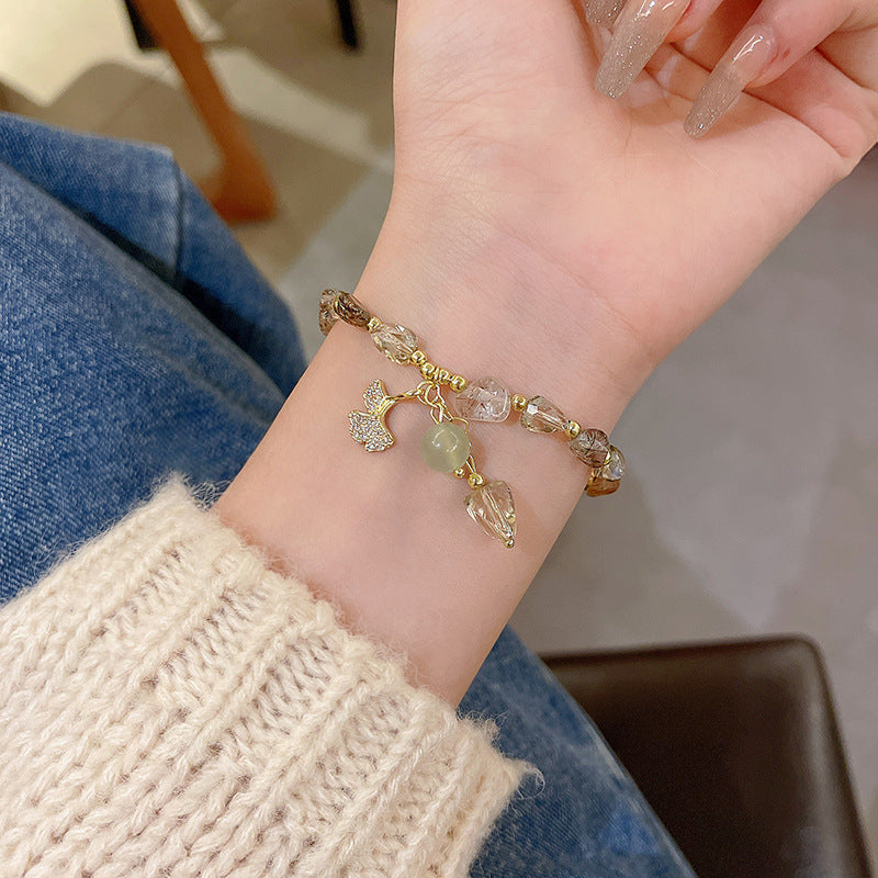 Colorful Cute Beaded Bracelet with Niche Pearl