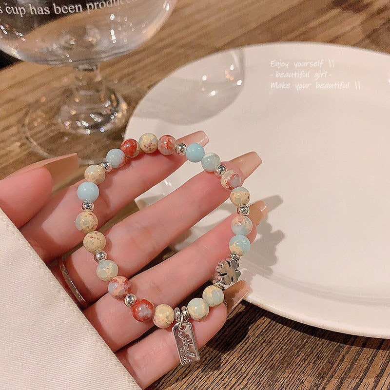 Colorful Cute Beaded Bracelet with Niche Pearl