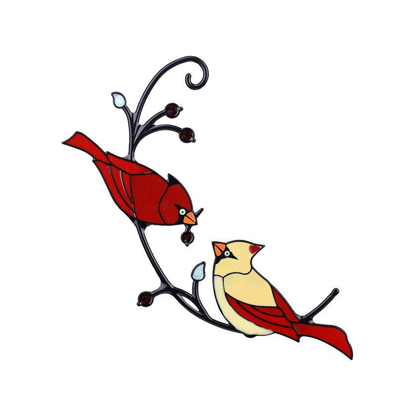 Alloy Colorful Art Double-Sided Oil Drip Bird Decor
