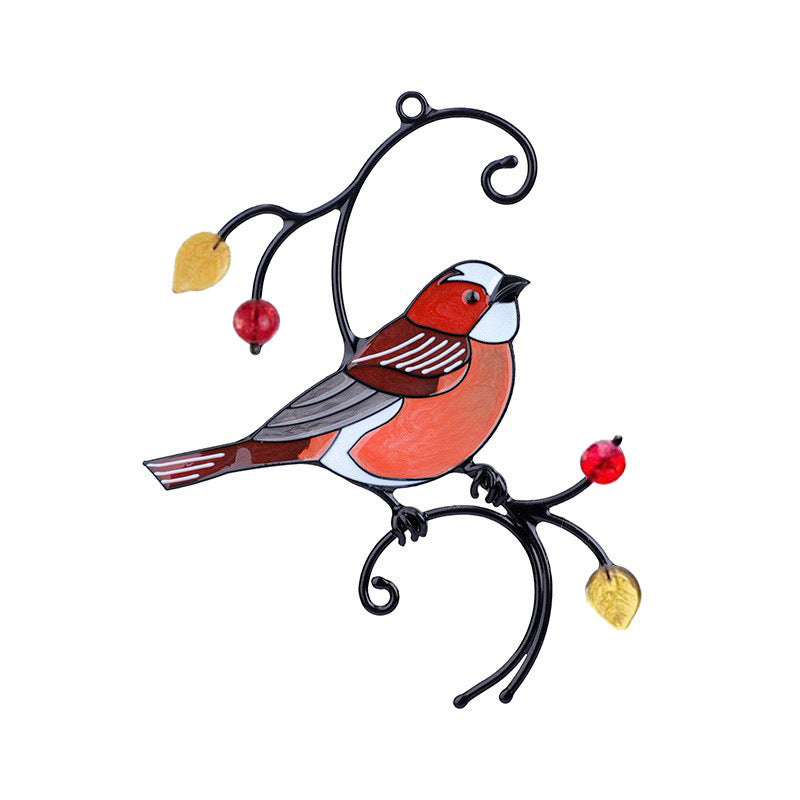 Alloy Colorful Art Double-Sided Oil Drip Bird Decor