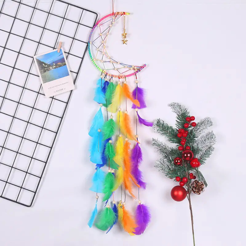 Handmade Colorful Dream Catcher with Moon & Stars