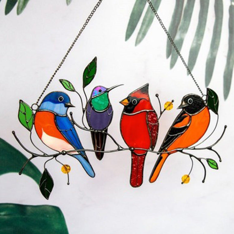 Alloy Colorful Art Double-Sided Oil Drip Bird Decor