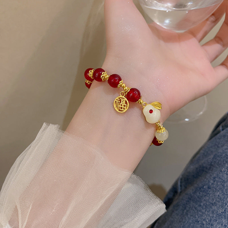 Colorful Cute Beaded Bracelet with Niche Pearl