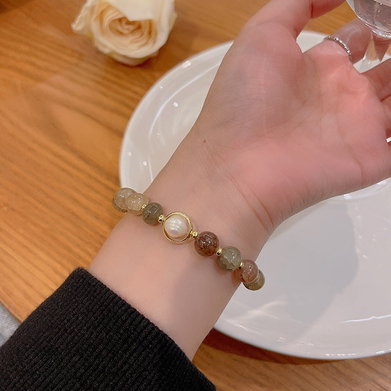 Colorful Cute Beaded Bracelet with Niche Pearl