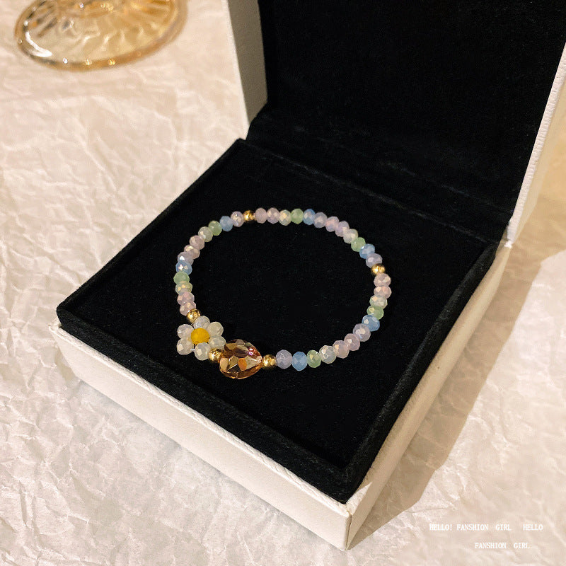 Colorful Cute Beaded Bracelet with Niche Pearl