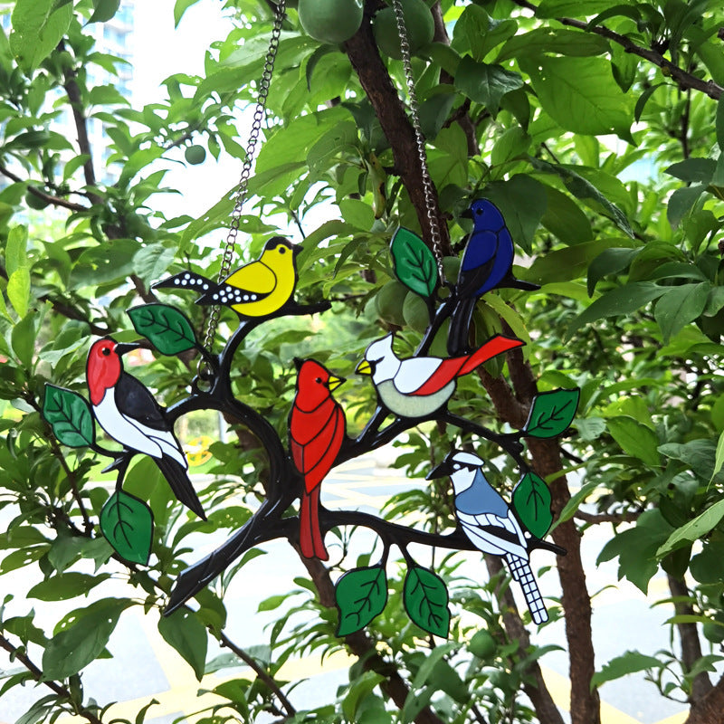 Alloy Colorful Art Double-Sided Oil Drip Bird Decor