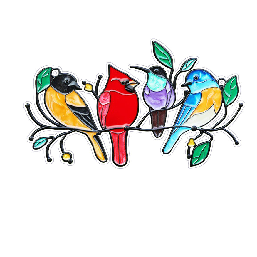 Alloy Colorful Art Double-Sided Oil Drip Bird Decor
