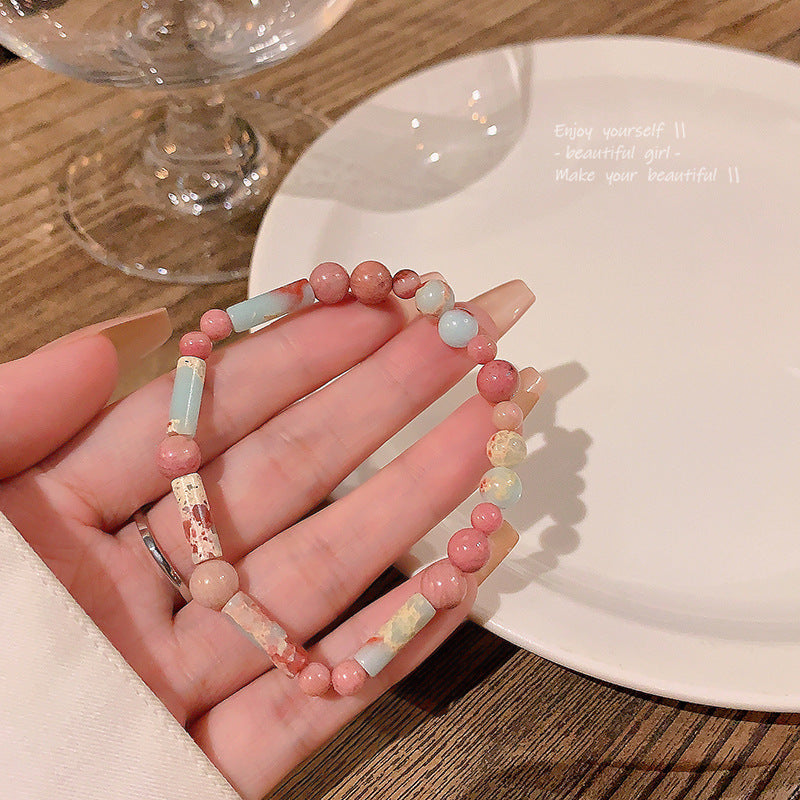 Colorful Cute Beaded Bracelet with Niche Pearl