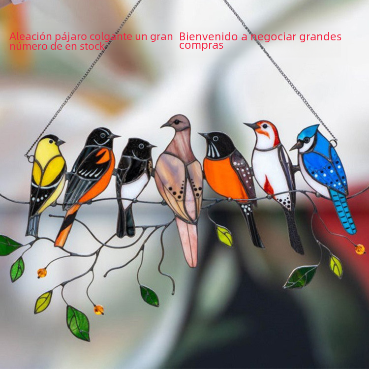 Alloy Colorful Art Double-Sided Oil Drip Bird Decor