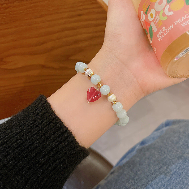 Colorful Cute Beaded Bracelet with Niche Pearl