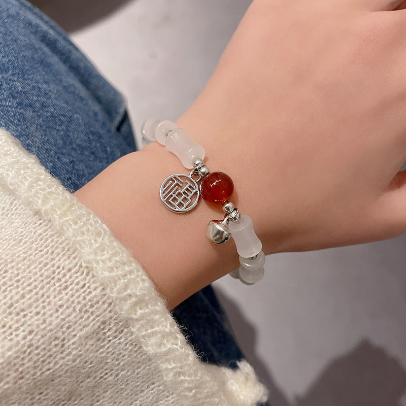 Colorful Cute Beaded Bracelet with Niche Pearl