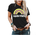 2020 Women's Rainbow Good Vibes Print Short Sleeve T-Shirt