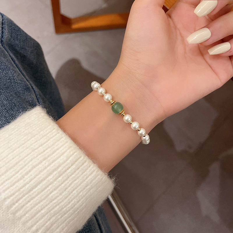 Colorful Cute Beaded Bracelet with Niche Pearl