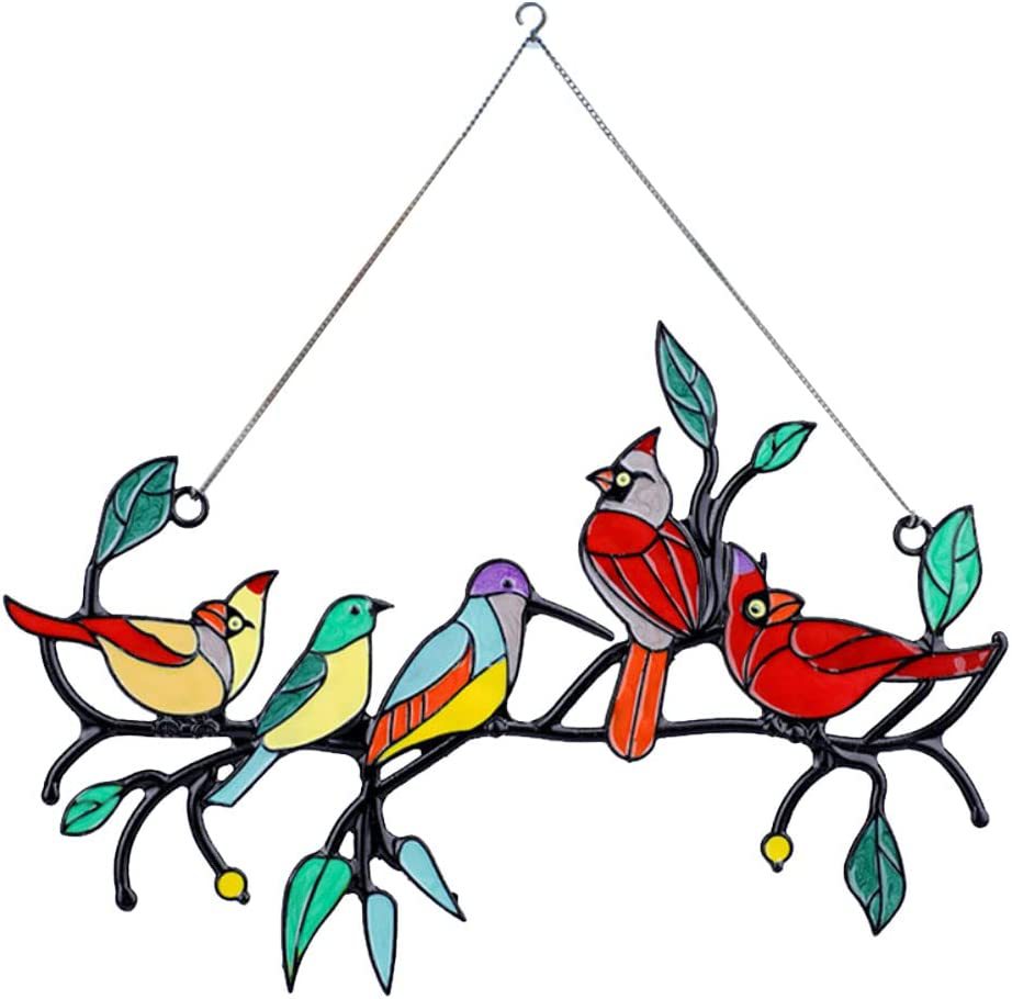 Alloy Colorful Art Double-Sided Oil Drip Bird Decor
