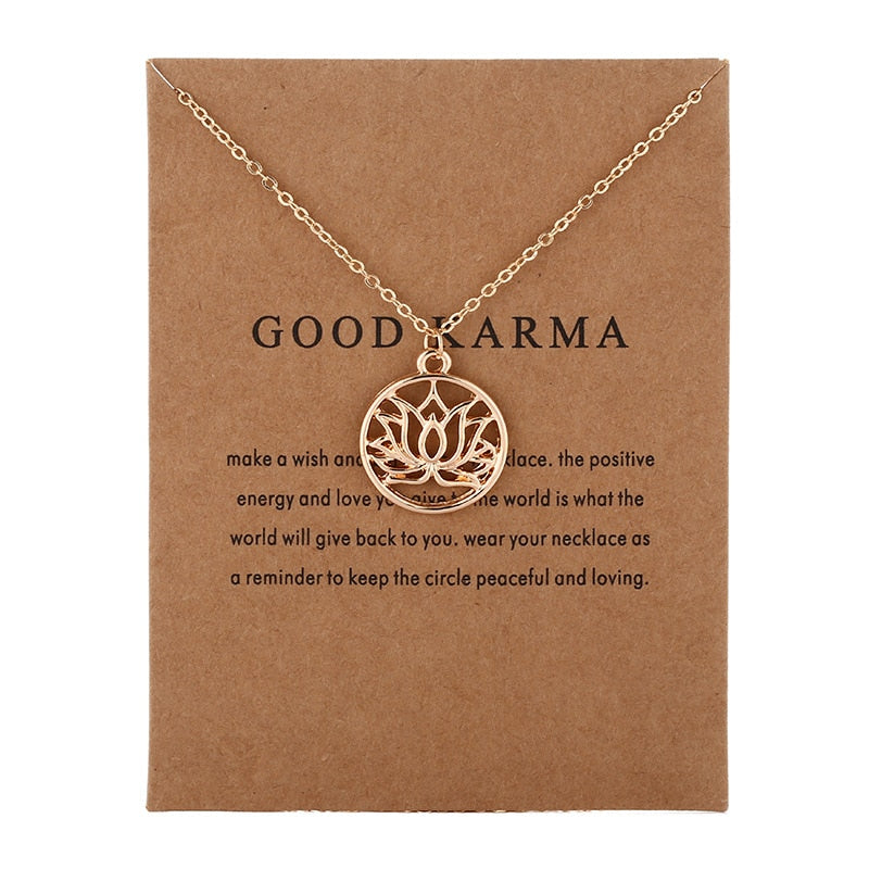 Buddha Lotus Pendant Short Necklace - Good Karma
