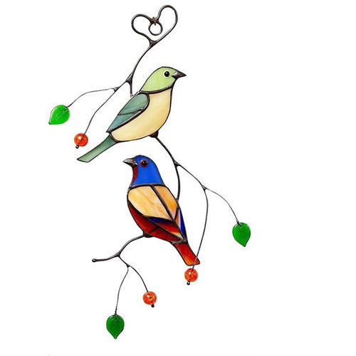 Alloy Colorful Art Double-Sided Oil Drip Bird Decor