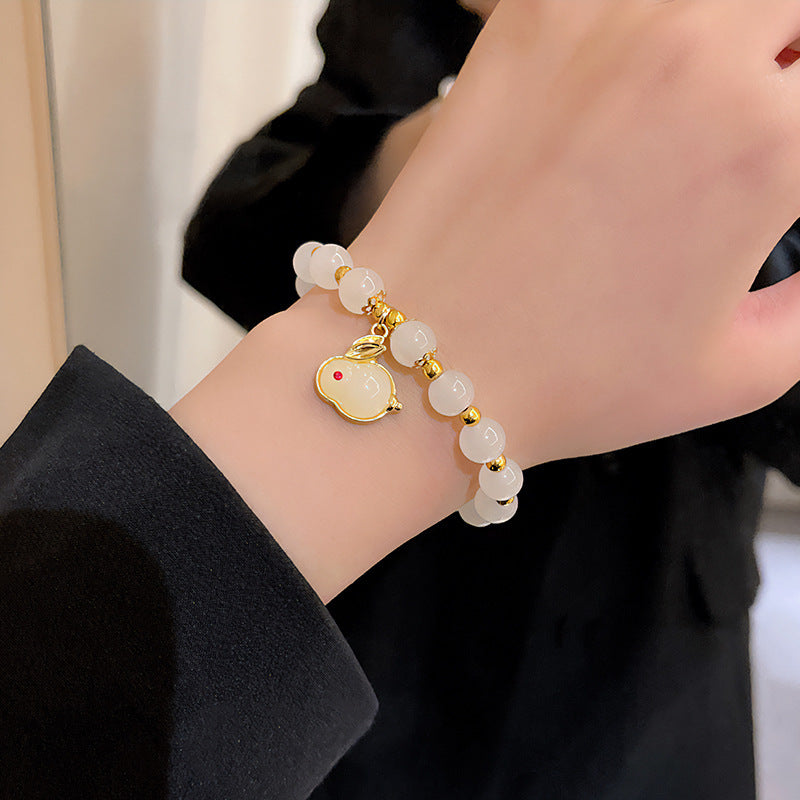 Colorful Cute Beaded Bracelet with Niche Pearl